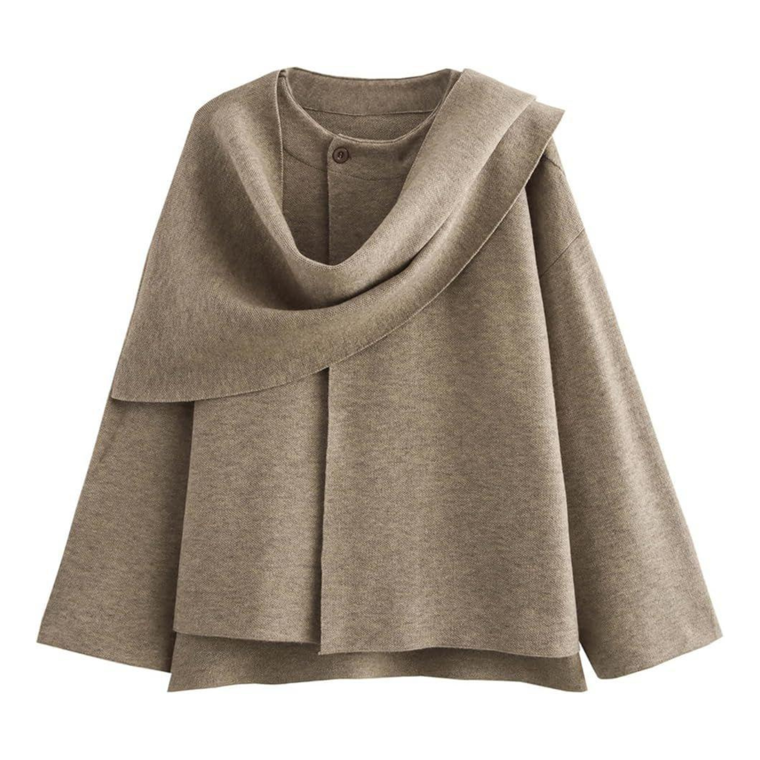 Knit Drape Collar Cape Jacket